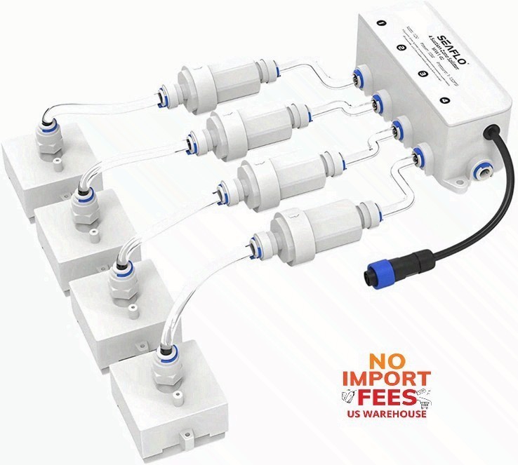 SEAFLO Dry Bilge 4-Zone Splitter System 12V 24V Marine Yacht Water Solenoid Valv