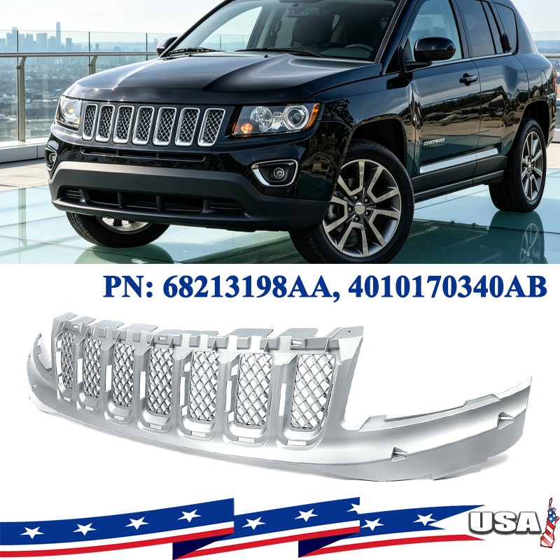 For 2014-17 Jeep Compass Silver Grill Front Bumper Radiator Grille Assembly New