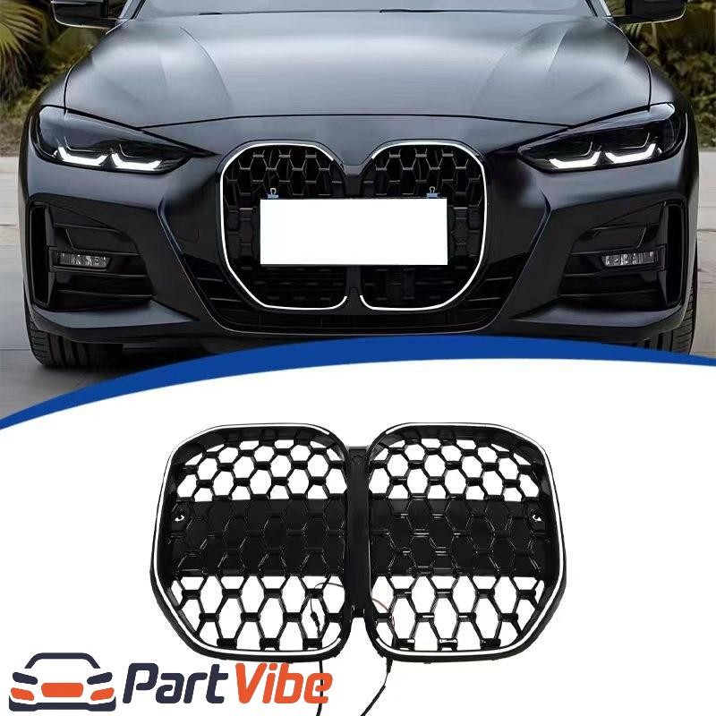 Glossy Black Front Bumper Grill Grille w/LED Light for 21+ BMW 4 Series 4dr G26