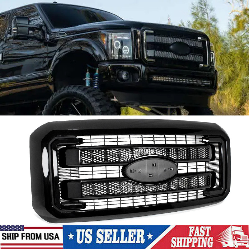 Painted UH Tuxedo Black Grille For 2011-2016 Ford F250 F350 Super Duty Platinum
