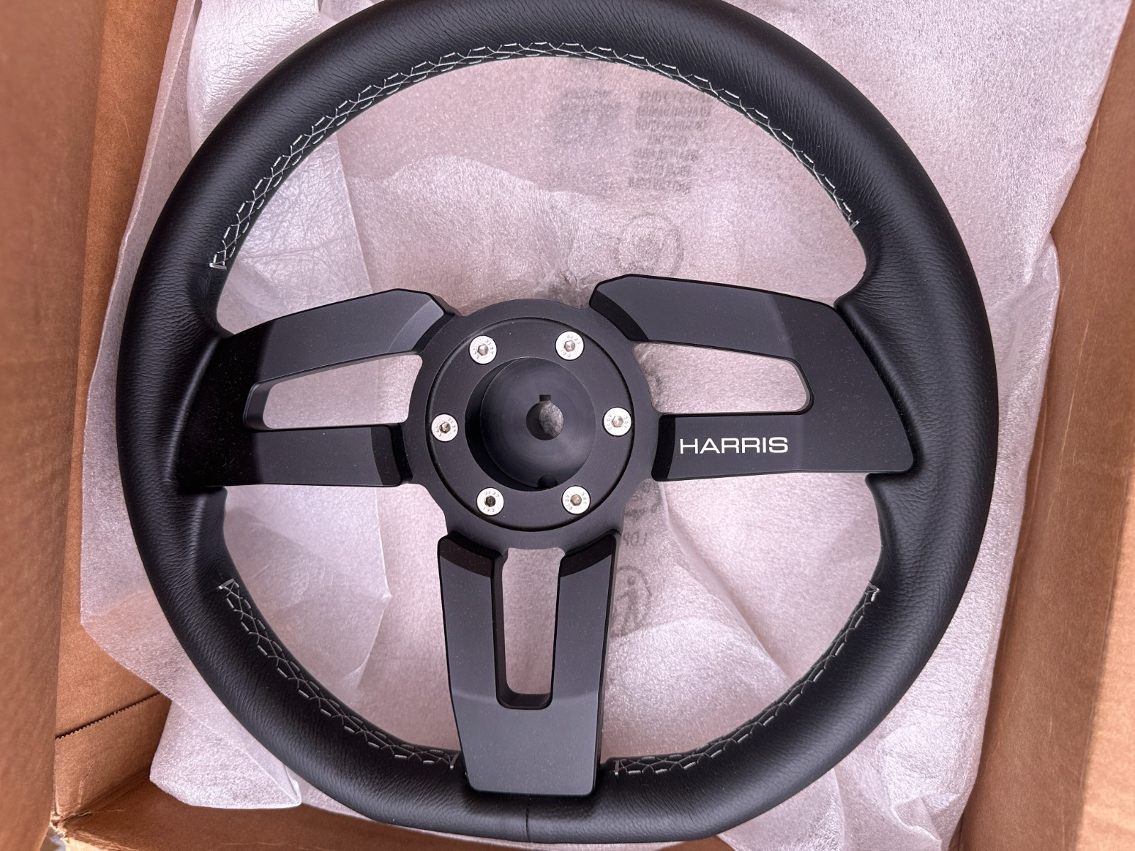 Sinel Boat Steering Wheel Black Billet Aluminum Spoke | Harris