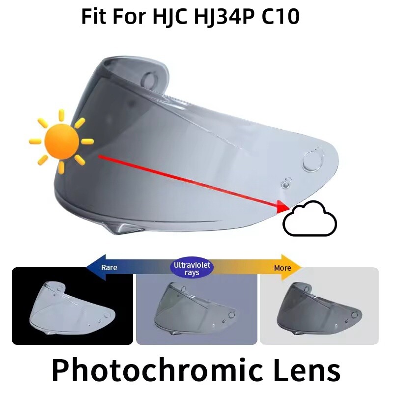 Photochromic Visor Lens Fits For HJC HJ34P C10 Motorcycle Helmet Face Shield