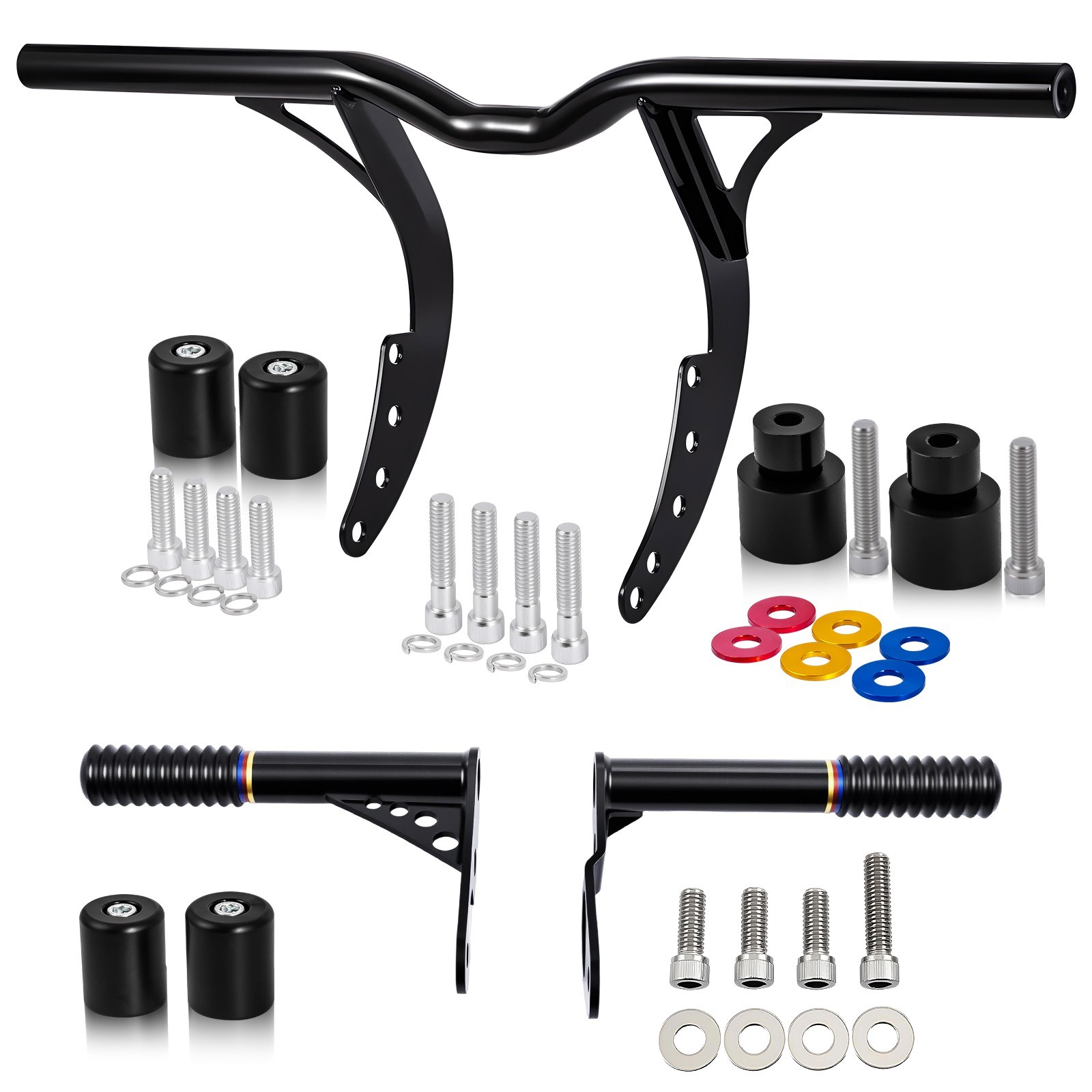 Front Rear Engine Guard Crash Bar Flat Out Bar Set For Harley Softail ​2018-2026
