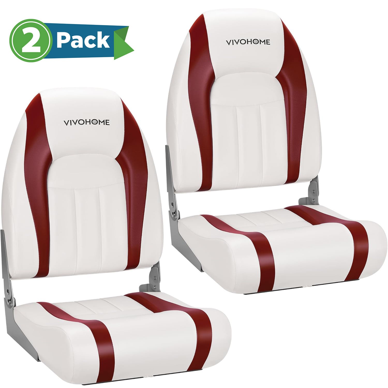 2-Pack Boat Seats High Back Folding Fishing Boat Captain Chairs Sponge Padding