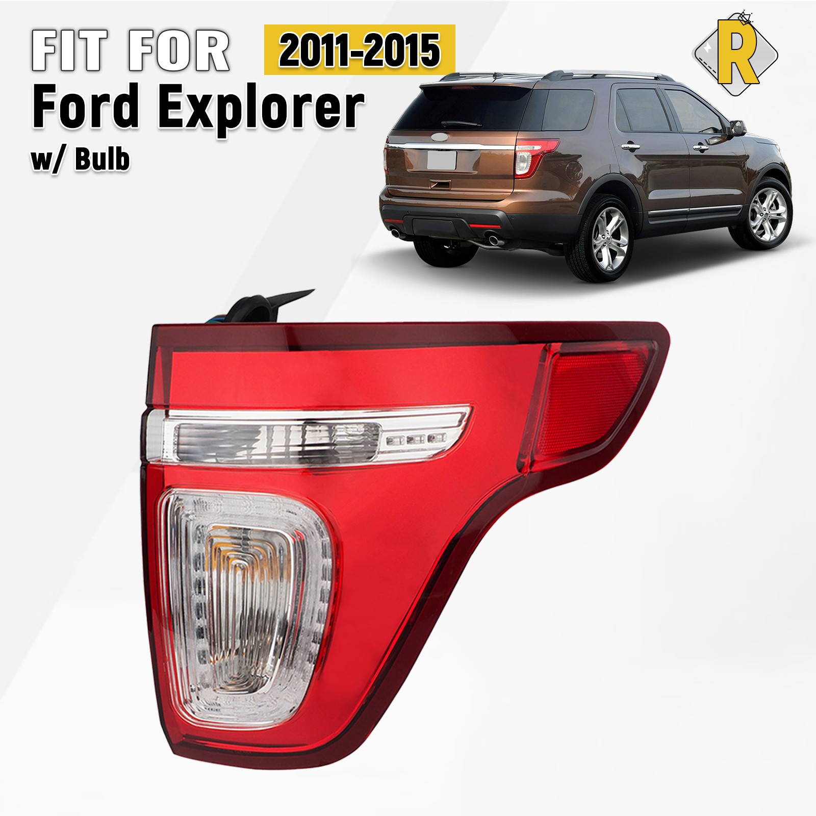 For 2011-2015 Ford Explorer LED Tail Light Red Clear W/ Bulbs Right Passenger RH