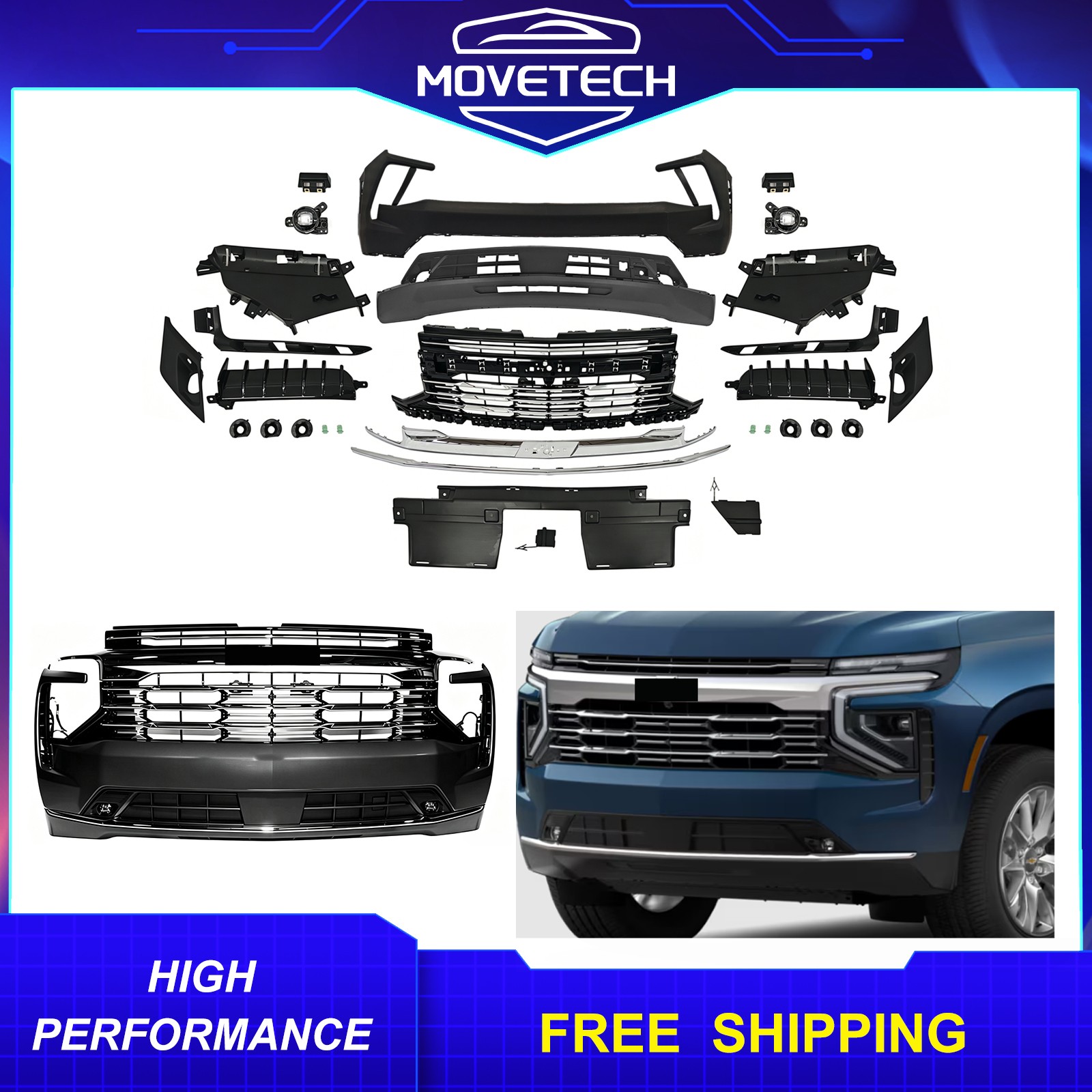 Complete Front Bumper Assembly Fits 2025-2026 Chevy Tahoe Premier Sport Utility Complete Front Bumper Assembly Fits 2025-2026 Chevy Tahoe Premier Sport Utility
