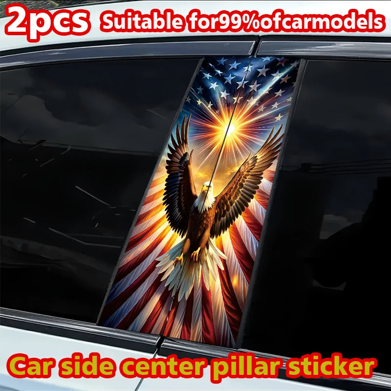 2pc Car B-pillar Stickers Eagle and American Flag Scratch Resistant Personalized 2pc Car B-pillar Stickers Eagle and American Flag Scratch Resistant Personalized