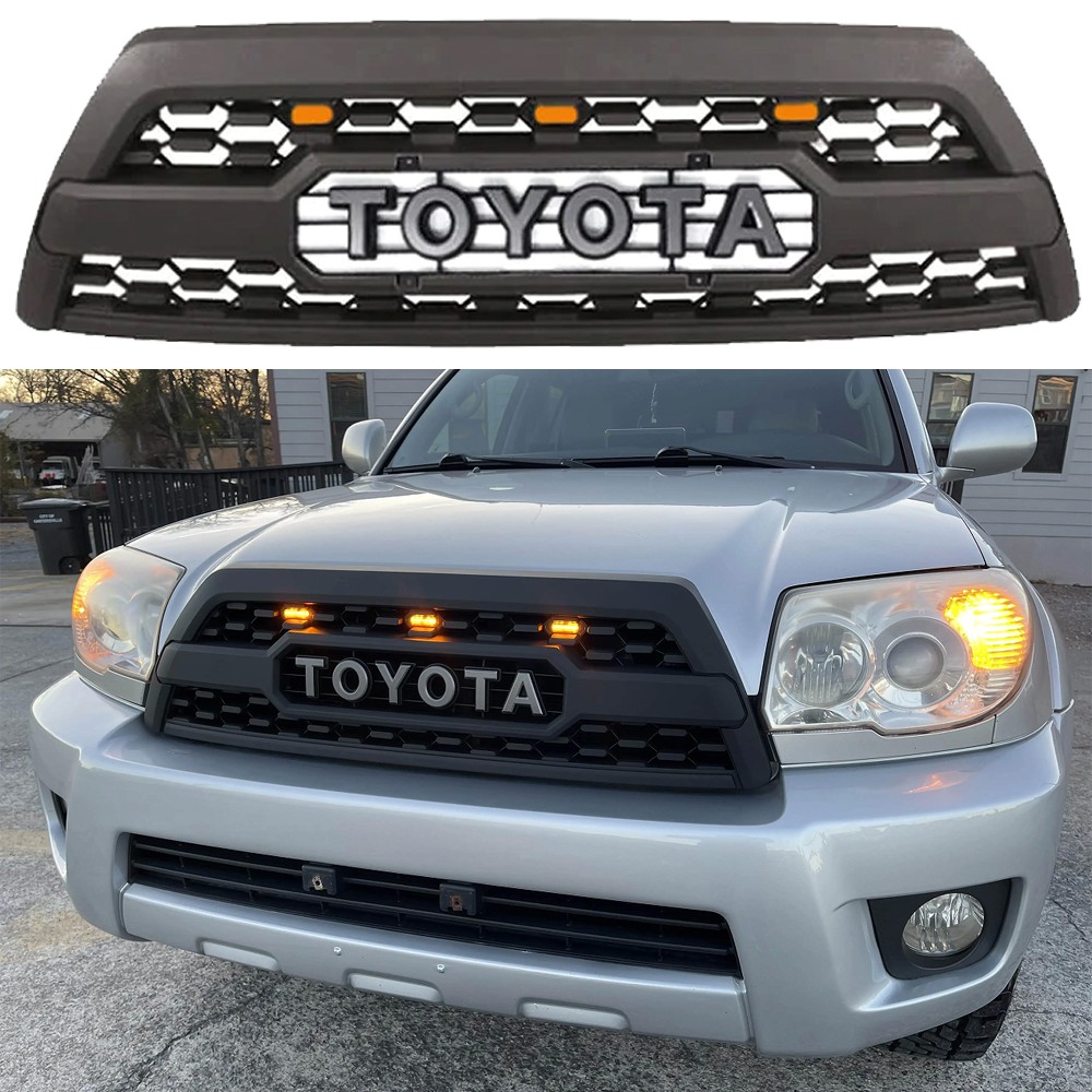 Front Grille For 2006 2007 2008 2009 Toyota 4runner Matte Black W/Letters W/LEDs