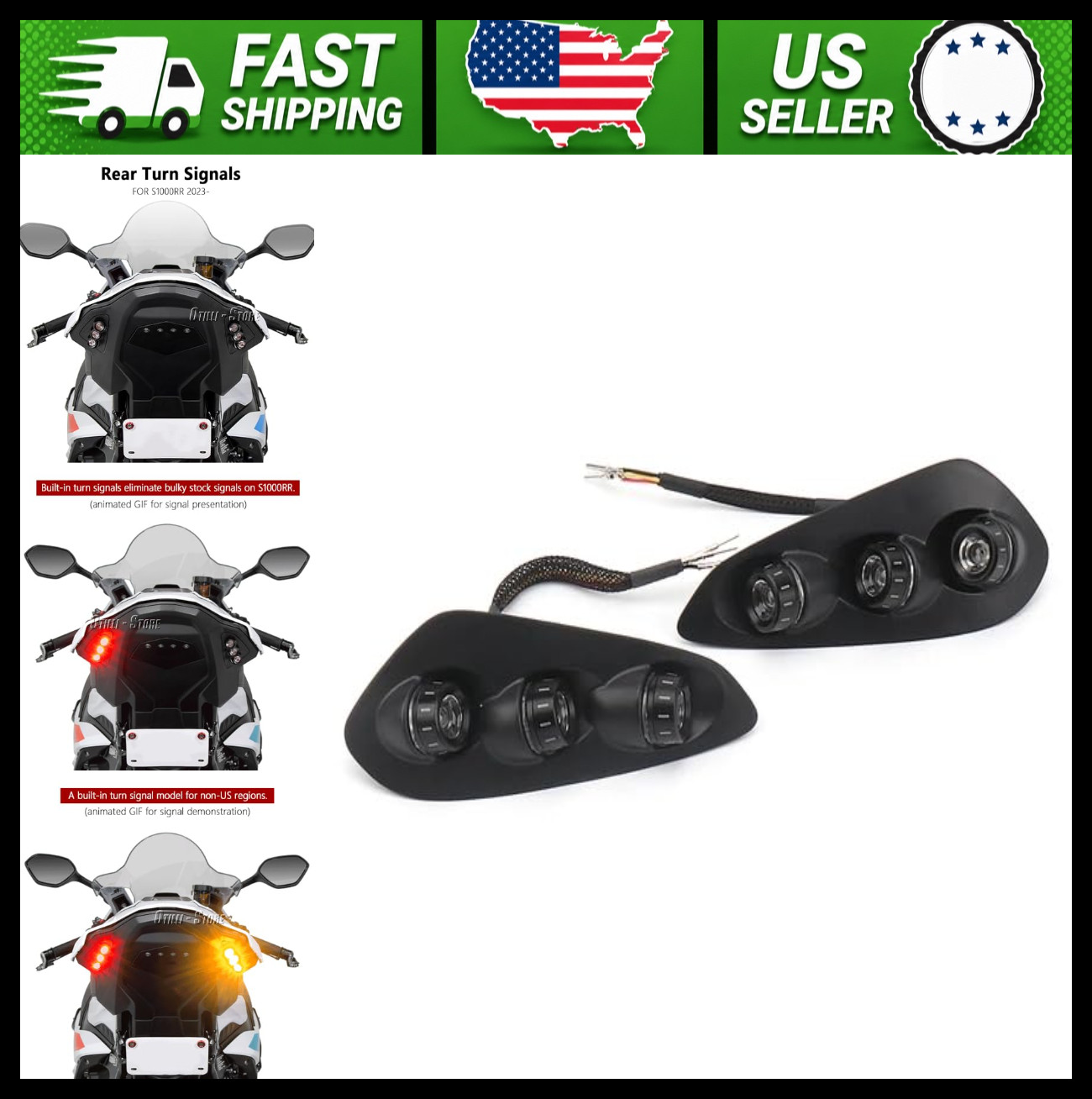 BMW Motorcycle Integrated LED Tail Light Brake Light Turn Signals Black