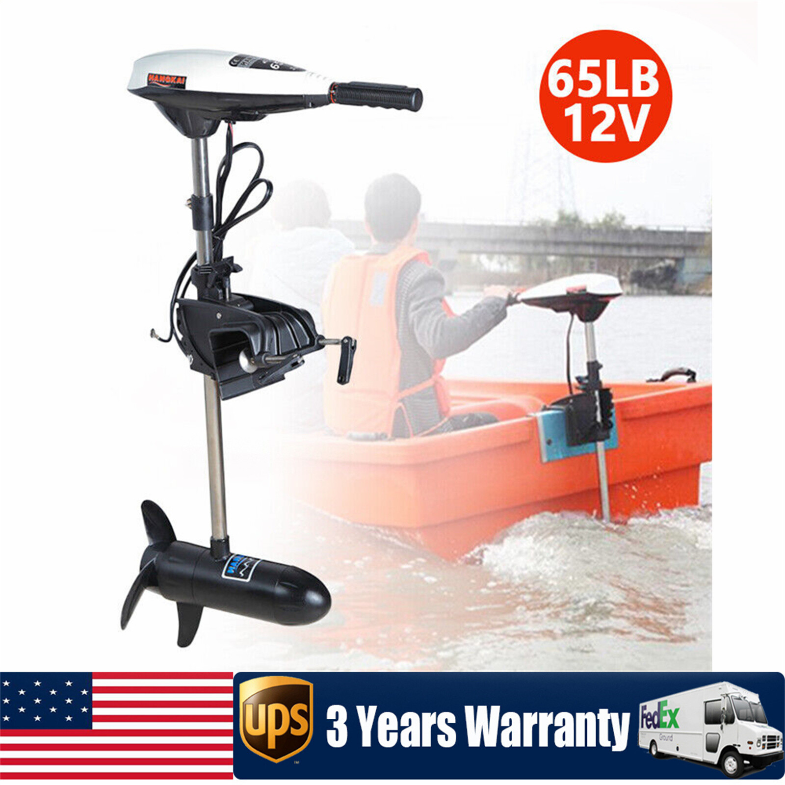 65LB Thrust Electric Outboard Trolling Motor Fishing Boat Engine Brush Motor 12V
