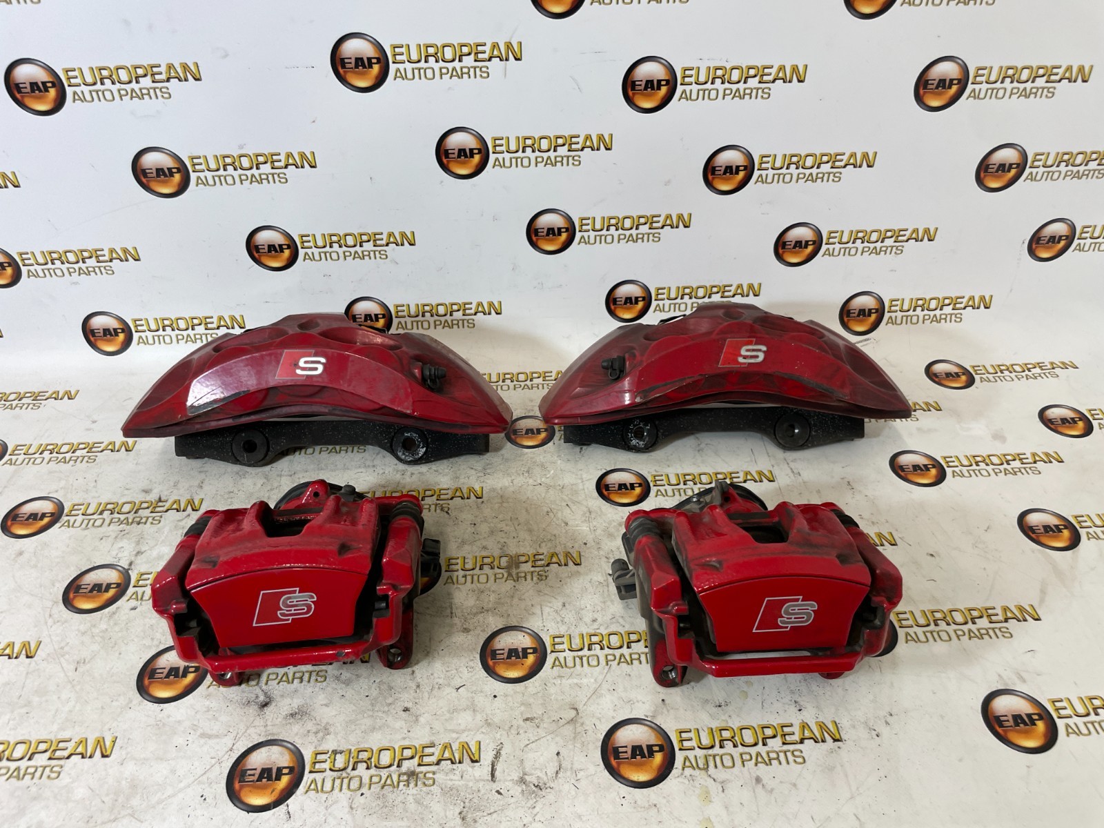 2018-24 AUDI S4 S5 SQ5 FRONT & REAR BRAKE CALIPER SET RED OEM