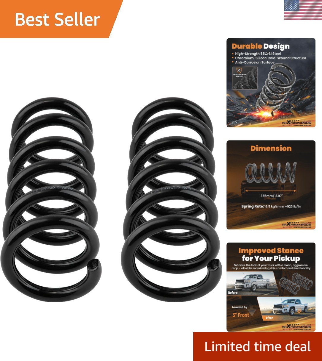Durable 3-Inch Lowering Coils for 1988-1998 Chevy Silverado & GMC Sierra Models