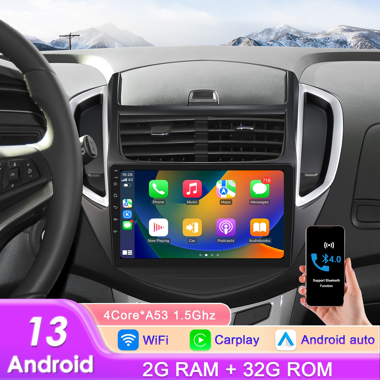 For Chevrolet TRAX 2014-2016 Android15 Car Stereo Radio 32G GPS BT Apple Carplay
