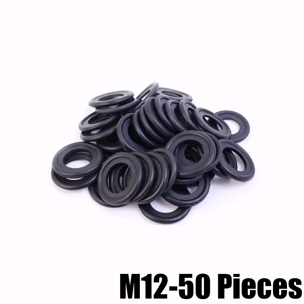 50Pcs M12/M14 Car Sealing Oil Drain Plug Rubber Gasket Replacement Washer Set