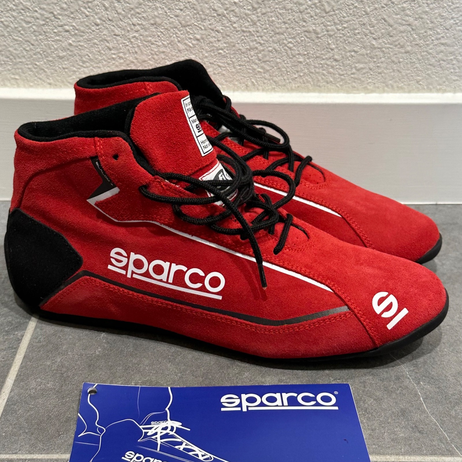 Sparco Slalom+ Red Suede Racing Shoes FIA 8856-2018 SFI 3.3/5 - Men US 7.5 EU 40