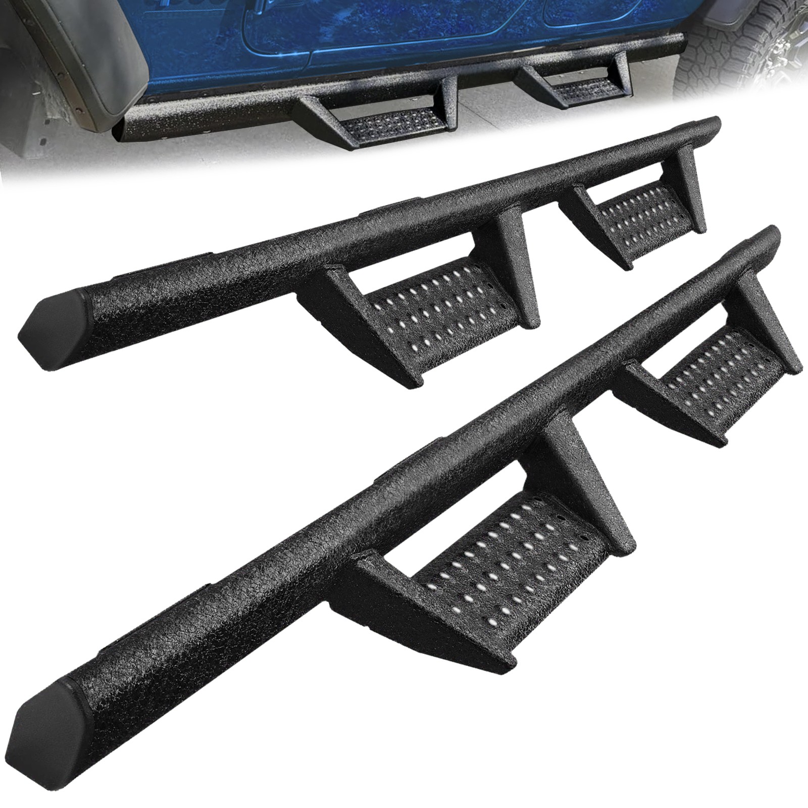 For 21-26 Ford Bronco 4DR (Not for Sport) Running Board Down Side Steps Nerf Bar