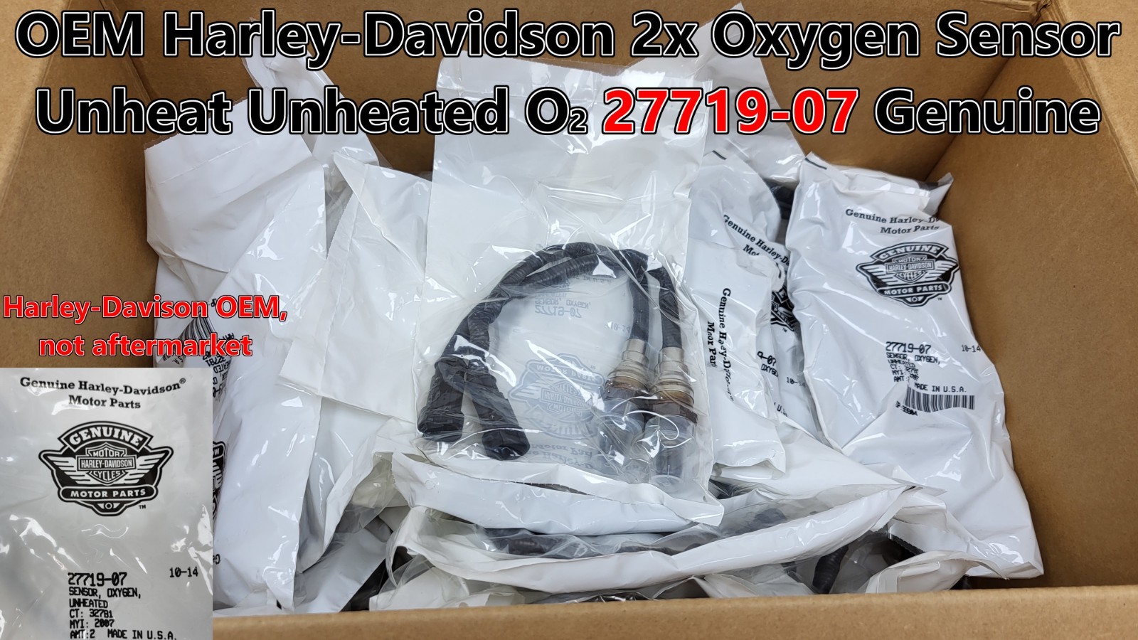 OEM Harley-Davidson 2x Oxygen Sensor Unheat Unheated O2 27719-07 Genuine