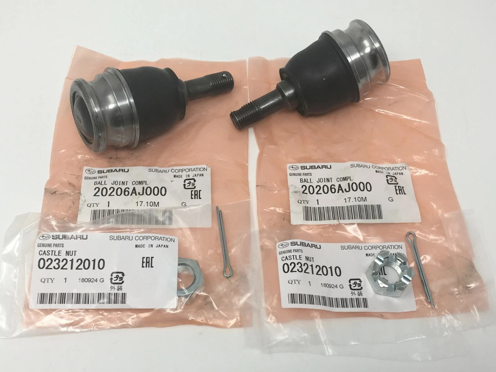 Genuine Subaru Suspension Front Lower Ball Joint & Nut & Pin 20206AJ000 Set of 2