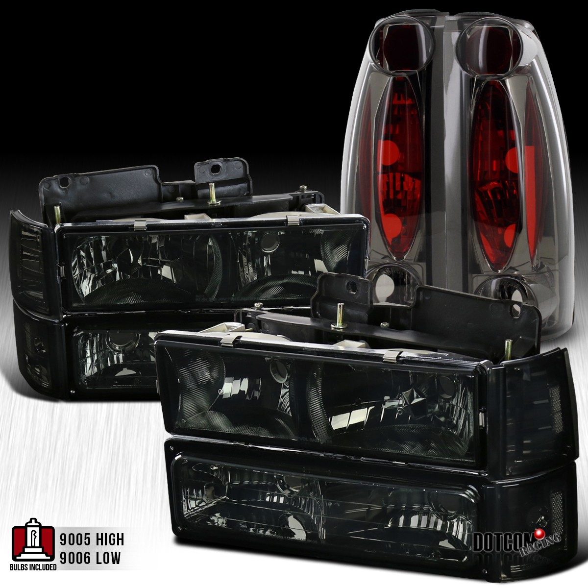 Fit 94-98 GMC Sierra Chrome Smoke Headlight Bumper Corner Light+Smoke Tail Light Fit 94-98 GMC Sierra Chrome Smoke Headlight Bumper Corner Light+Smoke Tail Light