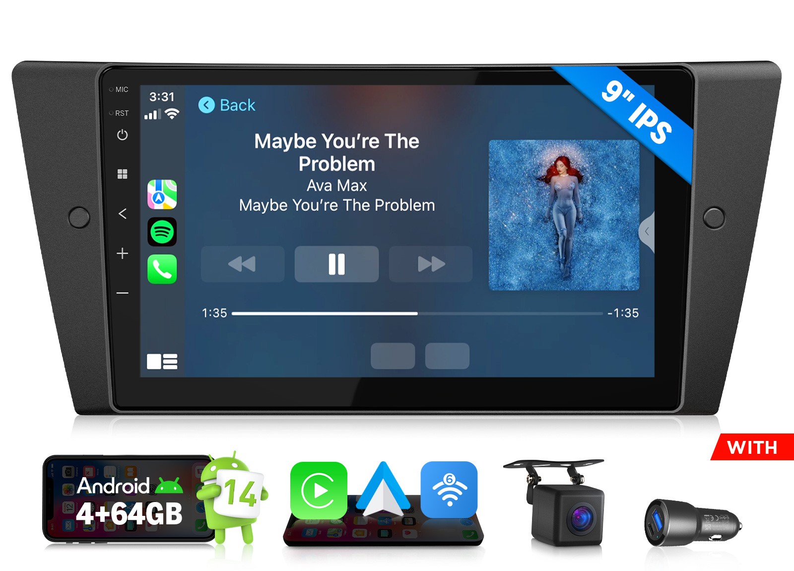 Eonon E90X7A Android 14 Car Stereo Apple CarPlay Radio GPS System For BMW E90-93