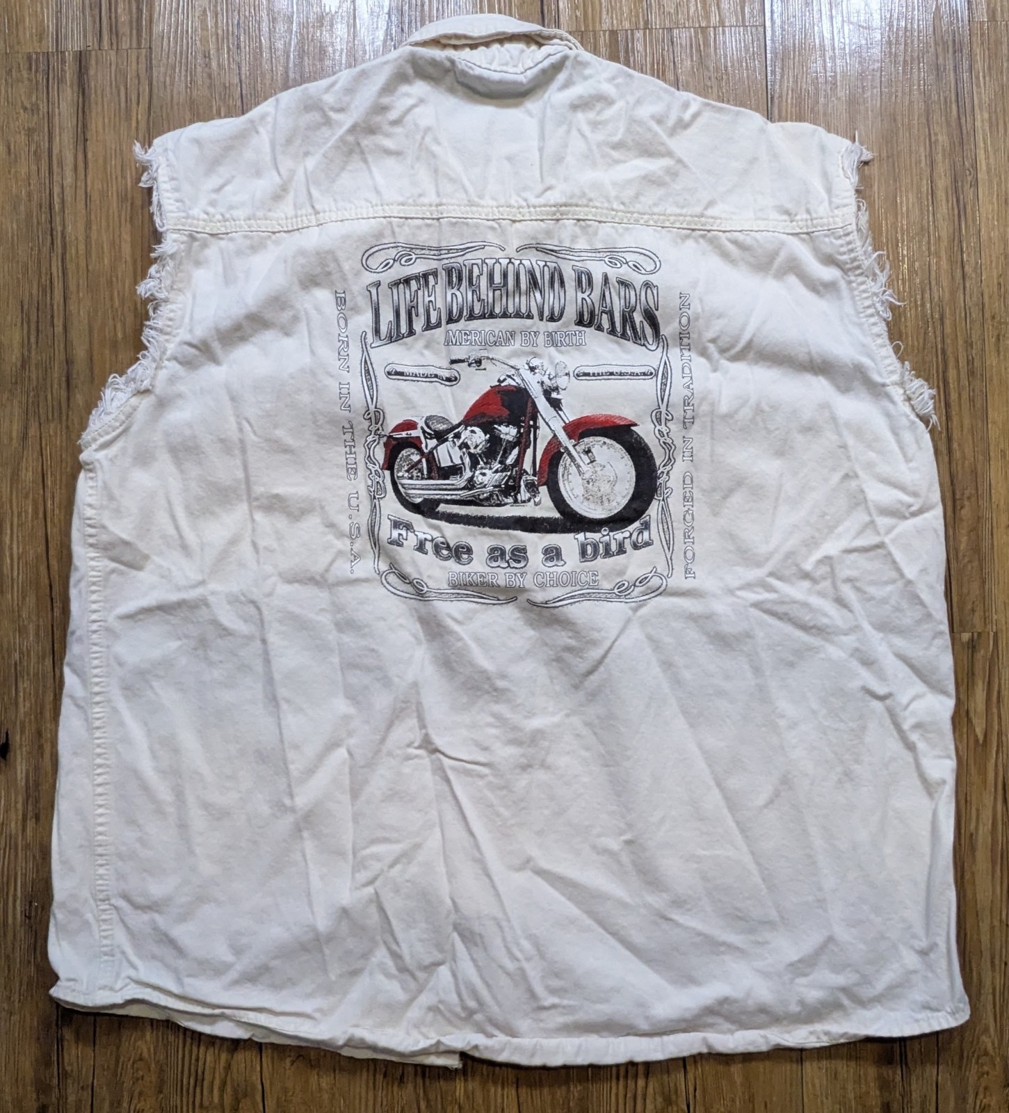 Life Behind Bars Biker By Choice Vest Cream Size XL B88 Life Behind Bars Biker By Choice Vest Cream Size XL B88