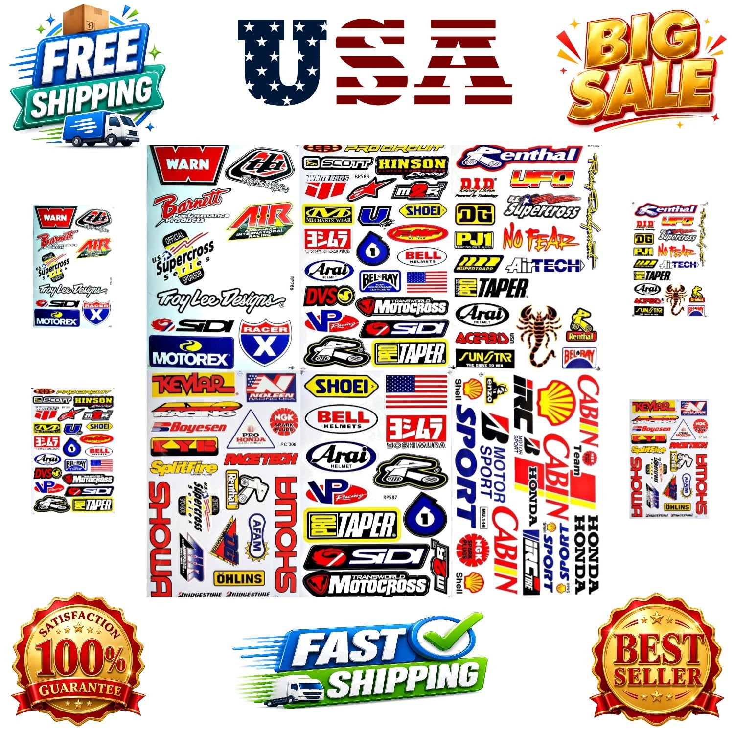Dirt Bike Motorcycles Supercross Motocross ATV Lot 6 vinyl decals stickers D6015