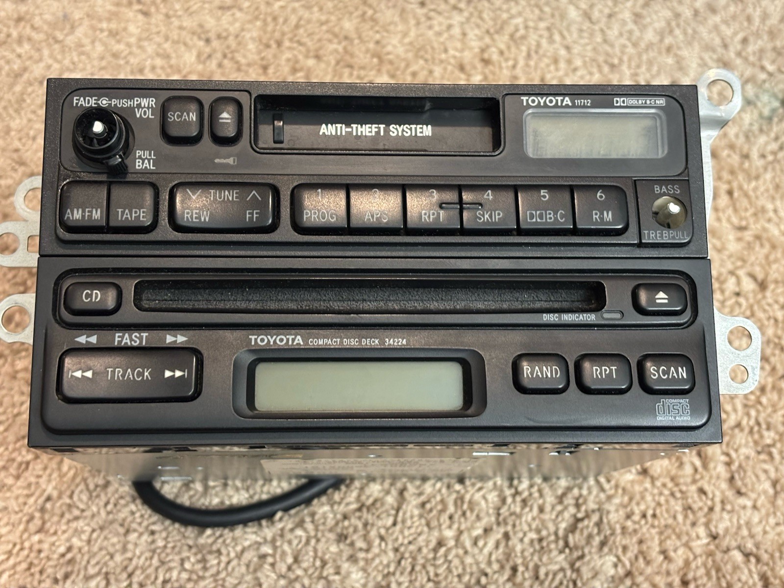1993-1997 Toyota Supra OEM Dash Radio Stereo CD 86120-2B510 and 08601-00852