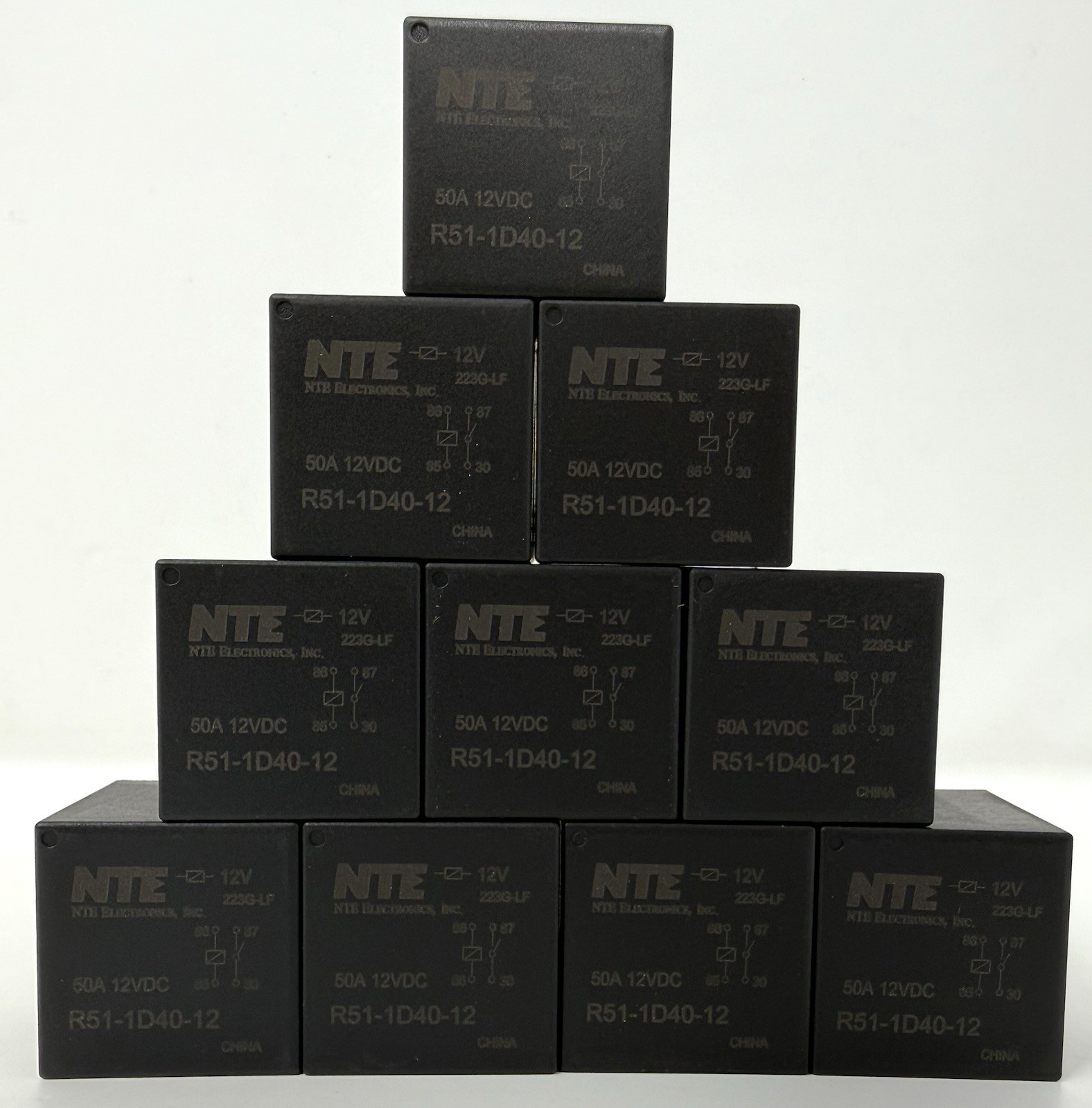 10X 50A 12V Automotive Relay SPST NO4 Pin Bosch Style NTE R51-1D40-12 Heavy Duty