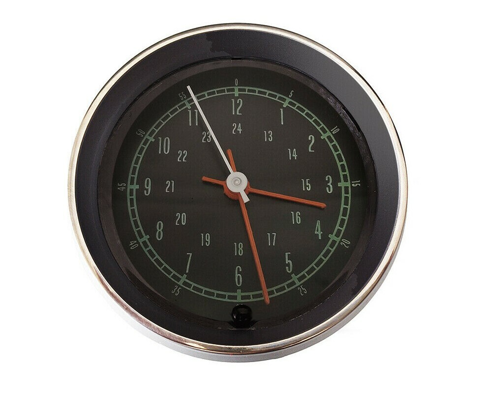 NEW 1965-67 Corvette QUARTZ CLOCK w chrome bezel & lens for dash - Battery Power
