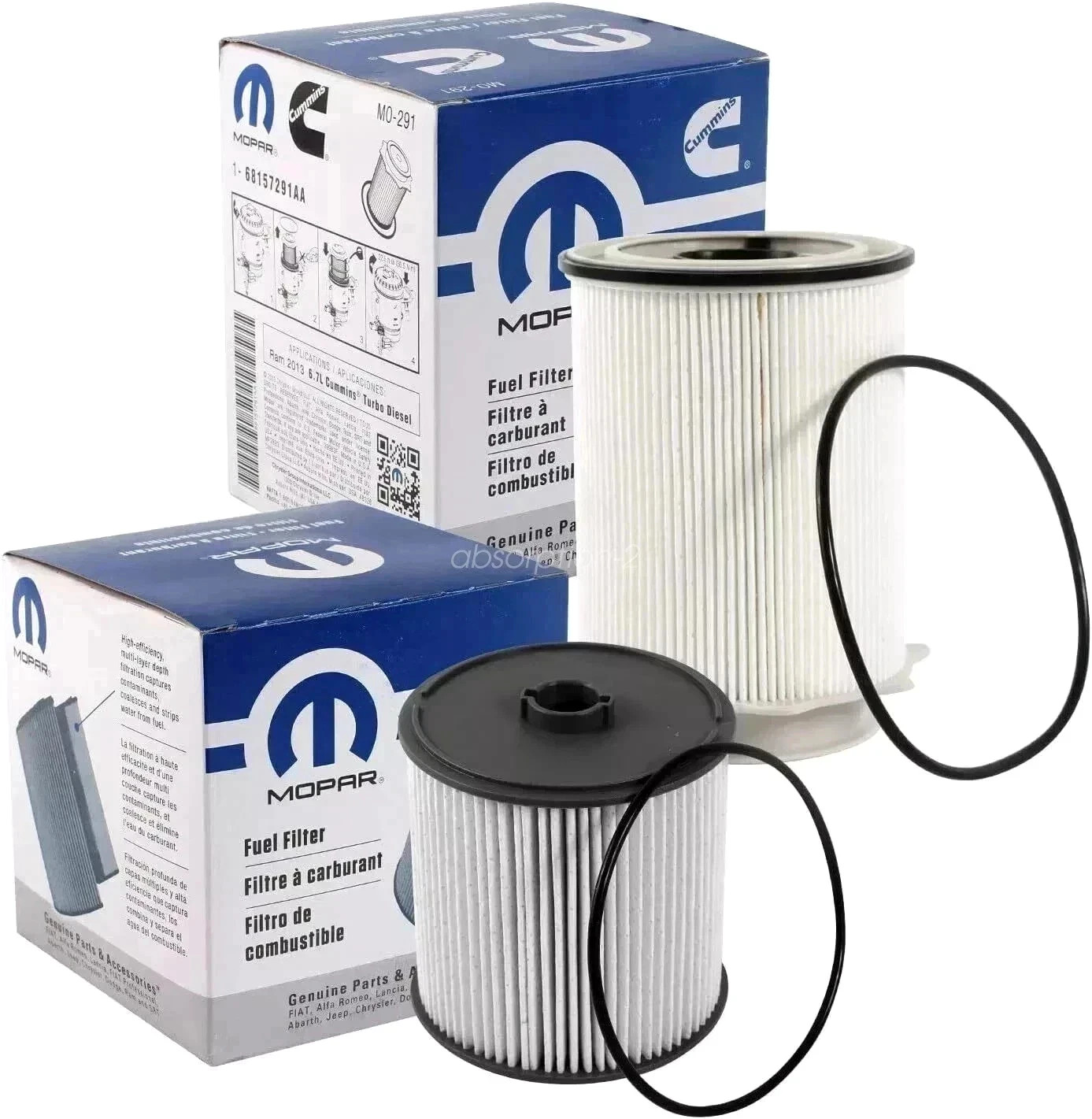 Mopar Fuel Filters 68157291AA & 68436631AA 2019-2024 Truck 6.7L Cummins Diesel Mopar Fuel Filters 68157291AA & 68436631AA 2019-2024 Truck 6.7L Cummins Diesel