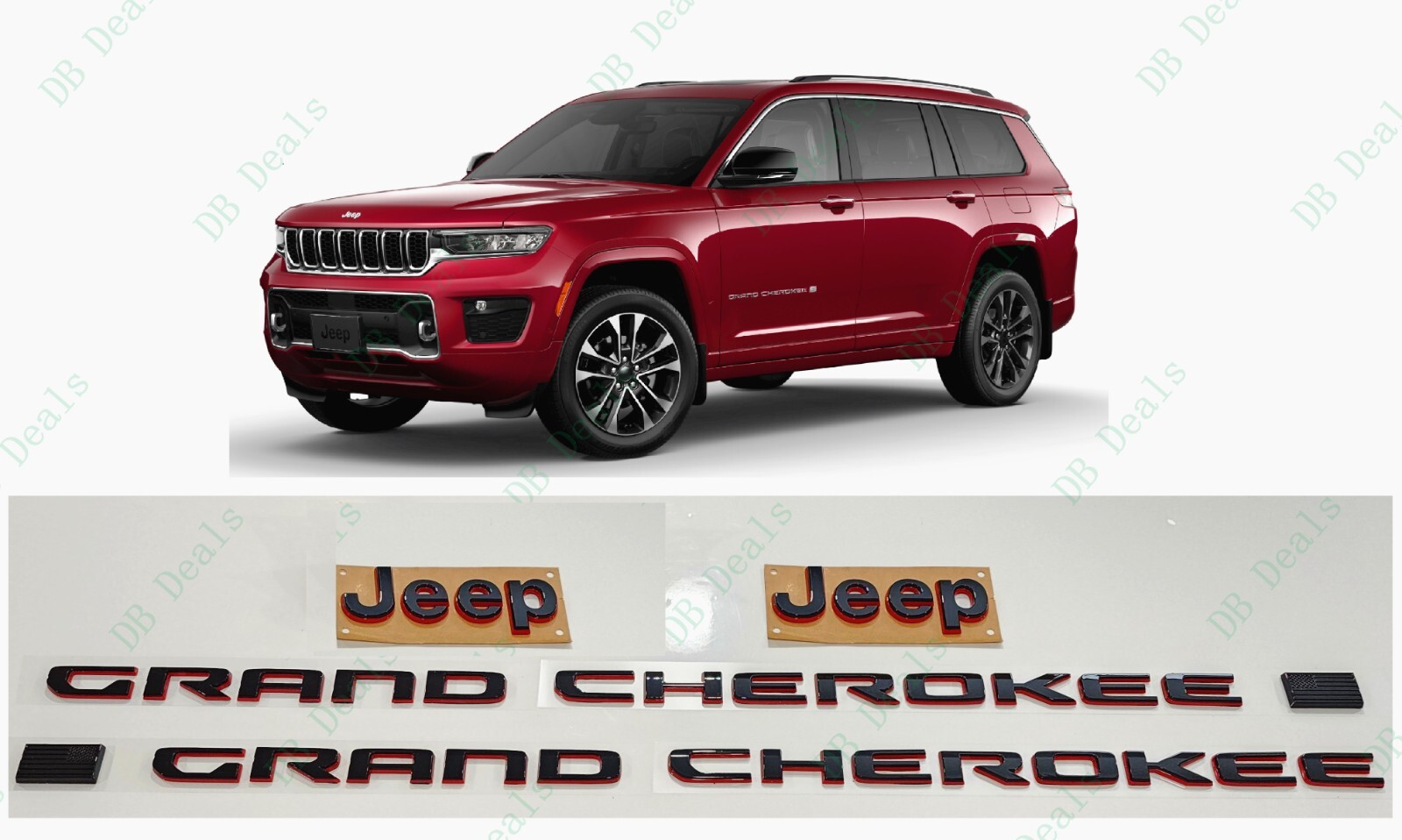 4PCS Black Red Front Rear Jeep Door Emblems 2022+ Jeep Grand Cherokee 2 Row WK