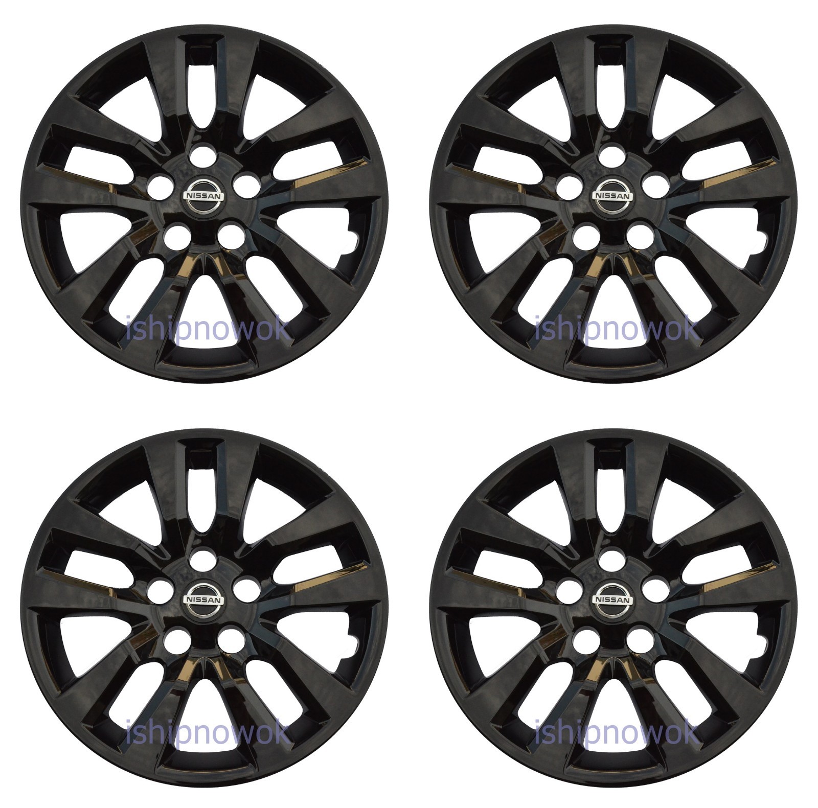 Set (4pcs) BLACK Hubcap Wheelcover FITS 2007 - 2018 Altima 2013+ Sentra  16
