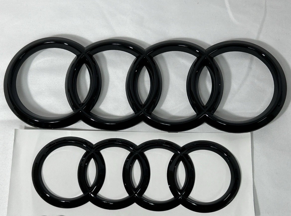 AUDI 4Ring Front/Rear 273mmx192mm Emblems Gloss Black For A3,A4,A5,S3,S5