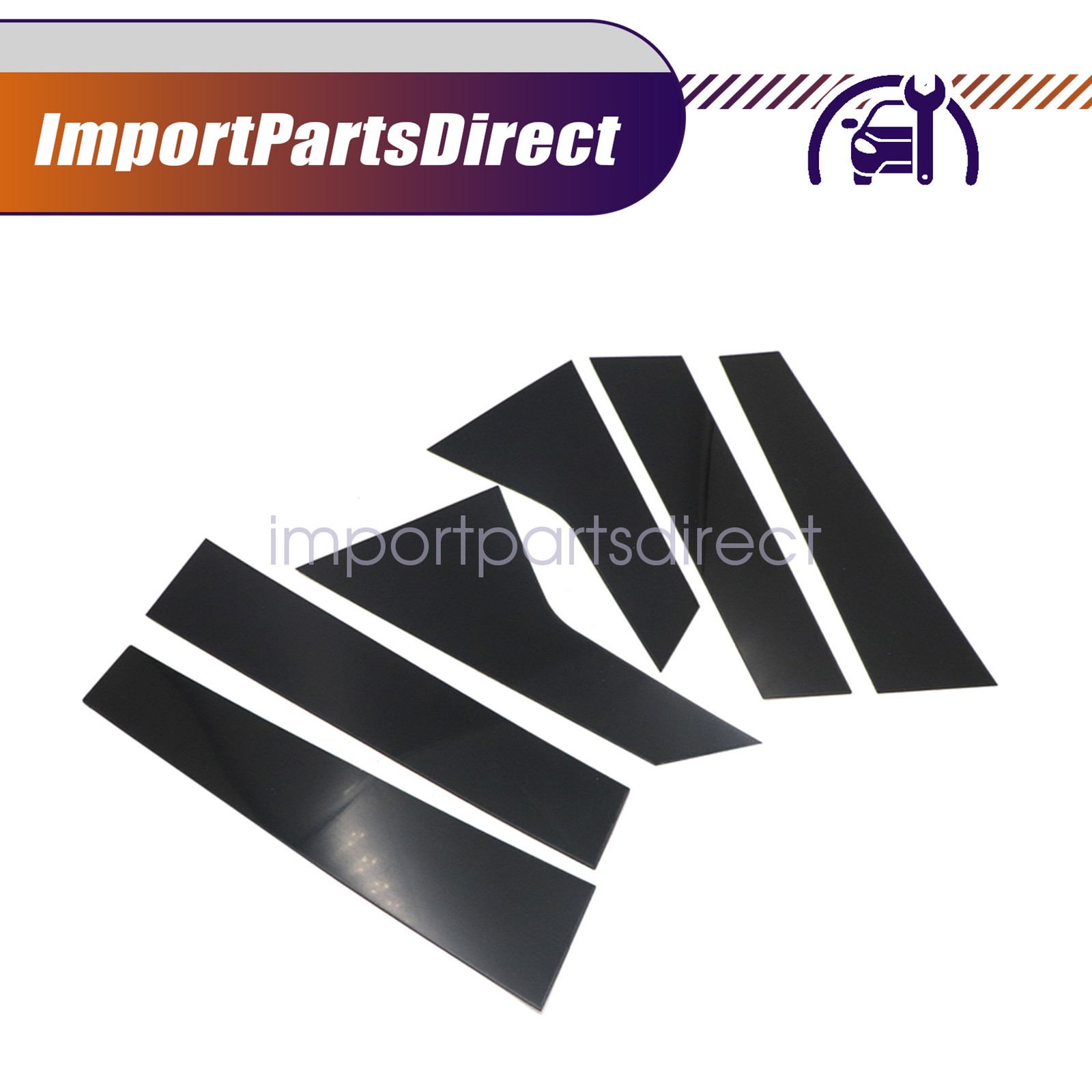 6X Glossy Black Window BC Pillar Posts Cover Trim For 2022-2026 Honda Civic