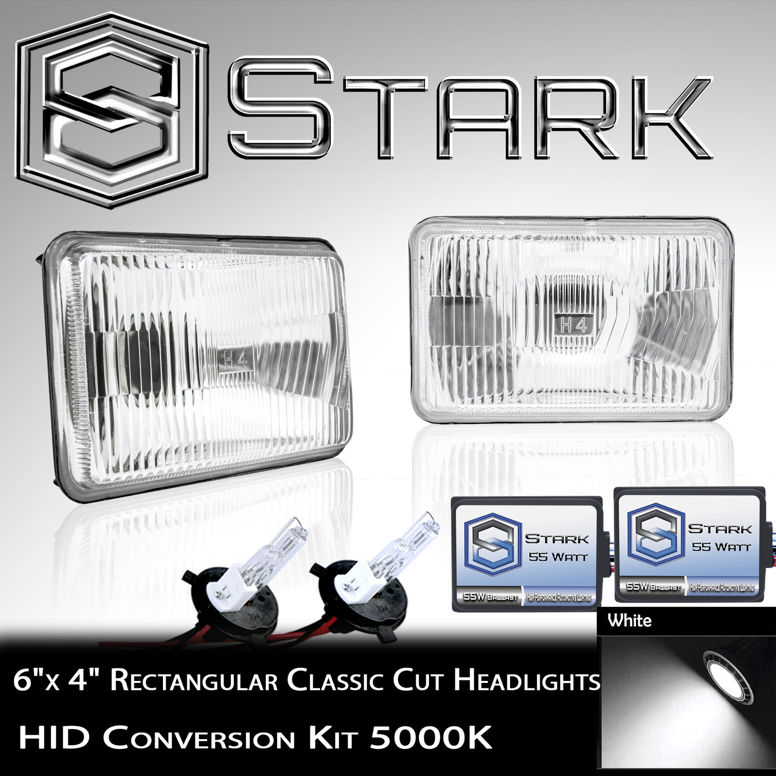 H4651 H4652 H4666 H4656 4x6 Head Light Glass Housing Lamp Chrome HID Xenon (B) H4651 H4652 H4666 H4656 4x6 Head Light Glass Housing Lamp Chrome HID Xenon (B)
