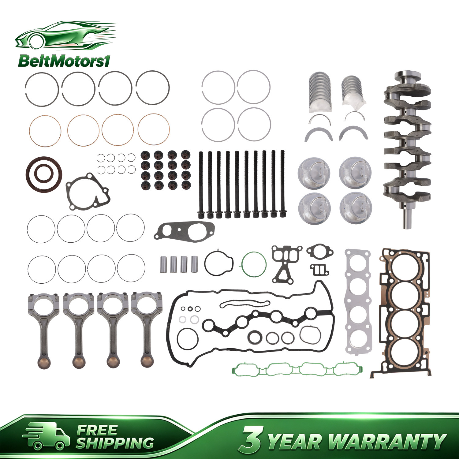 Engine Rebuild Kit w/ Crankshaft & Con Rods For 2011-20 Hyundai Sonata 2.4L G4KJ