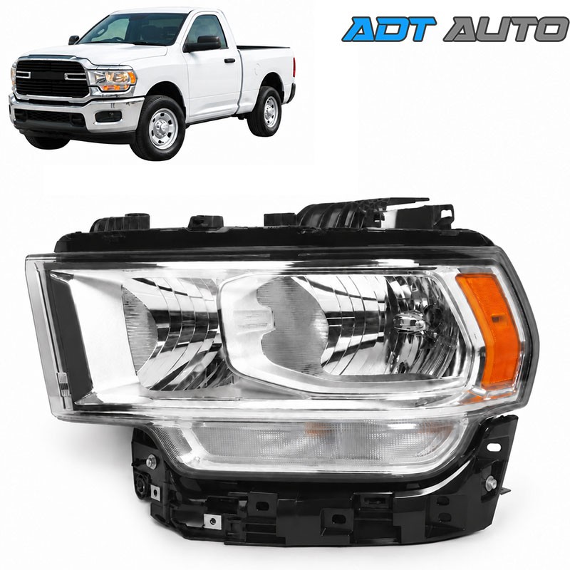 For Ram 2500 3500 2019-2024 Halogen Chrome Headlight Headlamp Left Driver Side