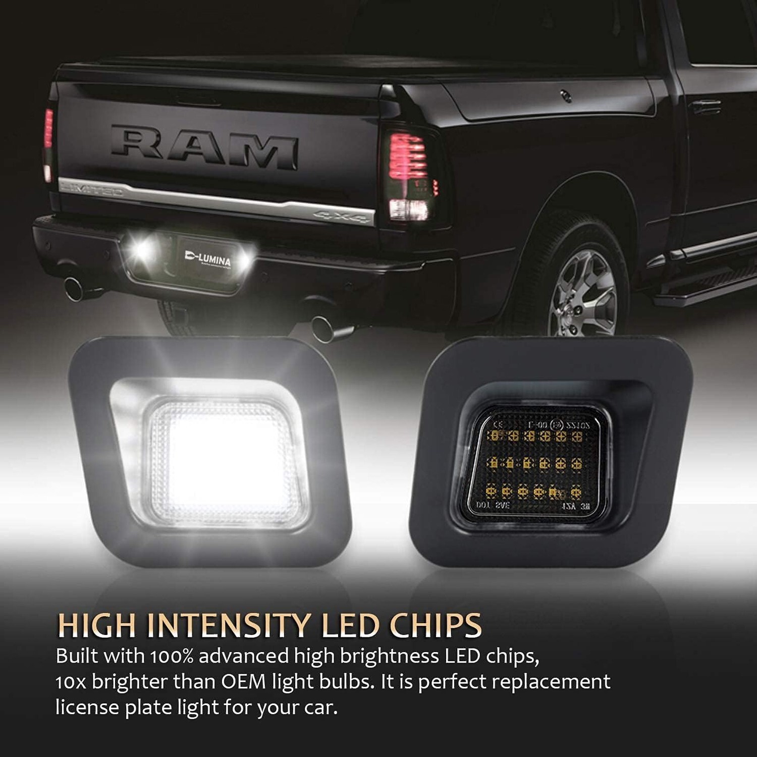 For 2003-2018 Dodge Ram 1500 2500 3500 Rear 38-SMD LED License Plate Lights Lamp