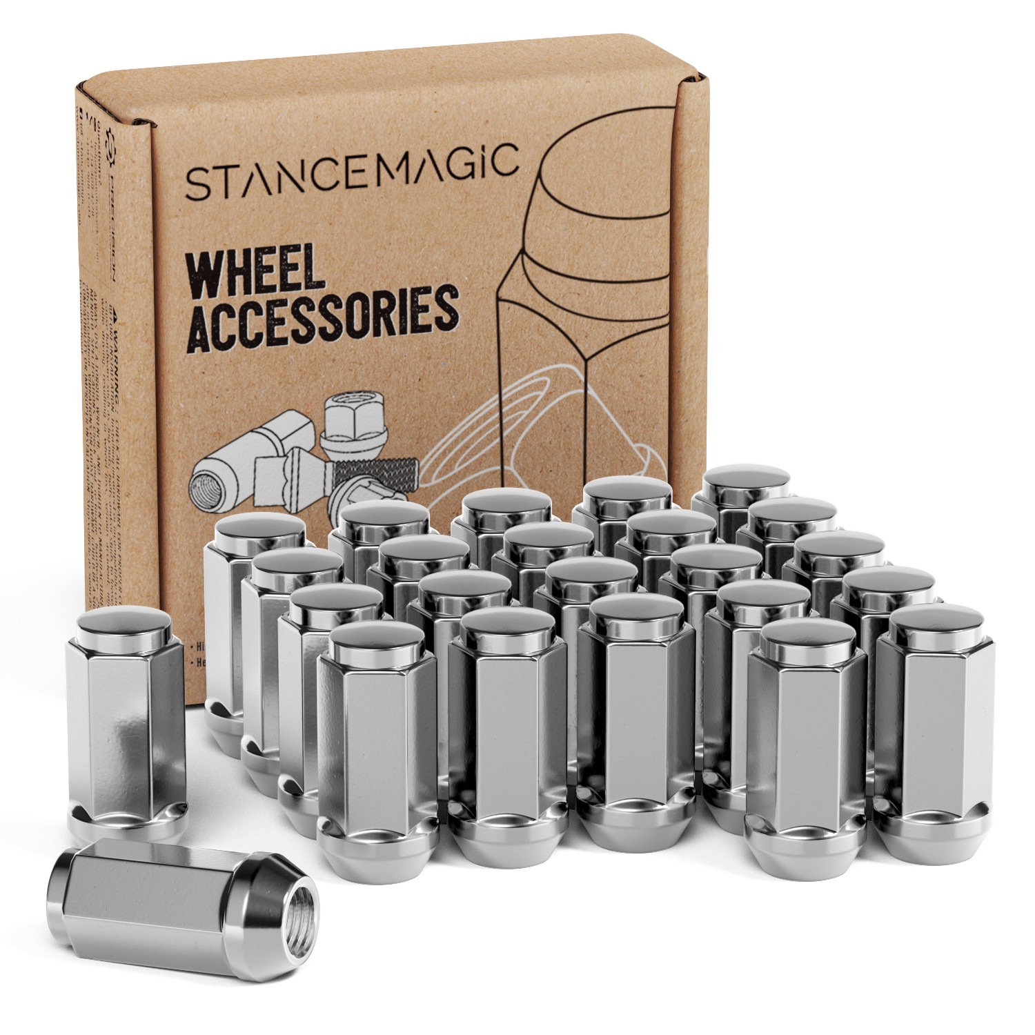 24pc Silver Bulge Lug Nuts 14x2 Course Thread for Ford Expedition F150 Navigator