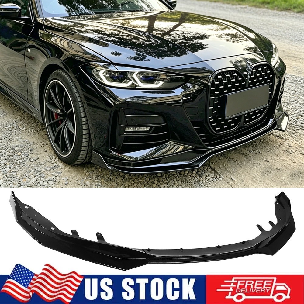 Gloss Black For 20-26 BMW 4 Series G22 G23 M440i 430i M Sport Coupe Front Lip
