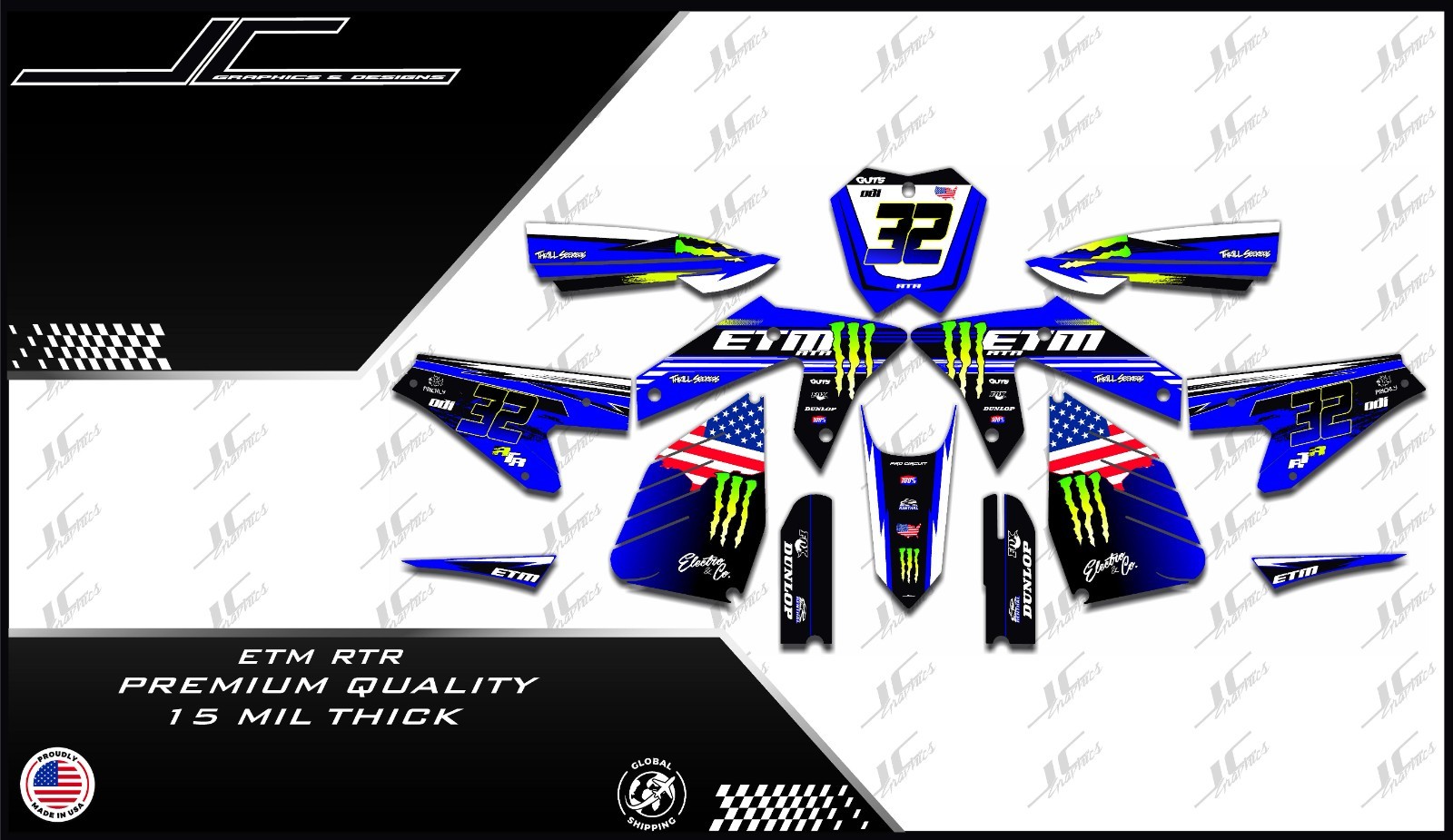ETM RTR graphics kit decals  THICK AND HIGH GLOSS .....