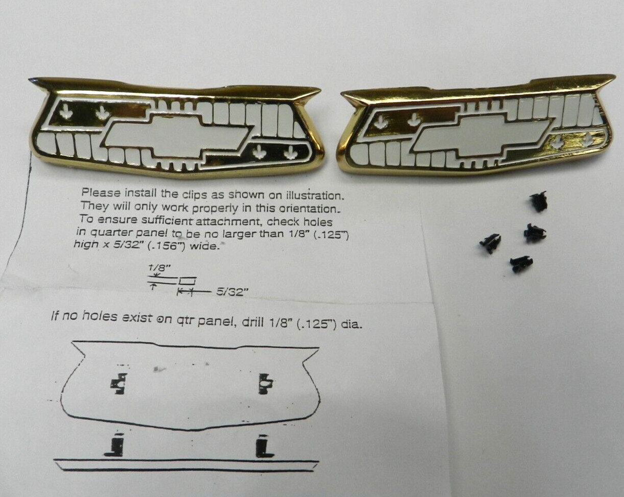 55 56 57 Chevy Quarter Panel NEW GOLD Crest Emblem 1955 1956 1957 55 56 57 Chevy Quarter Panel NEW GOLD Crest Emblem 1955 1956 1957
