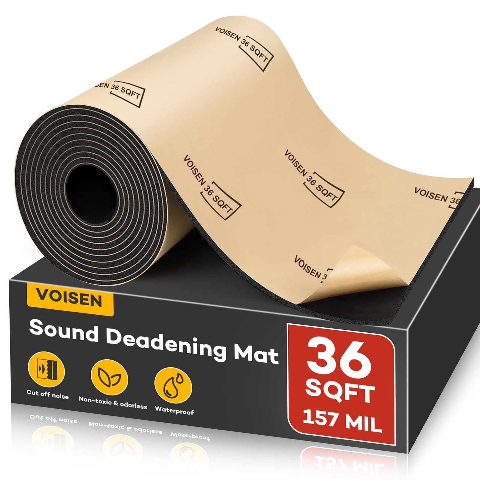 VOISEN Sound Deading Material for Cars, 157 MIL (4 mm) 36 sqft Black 