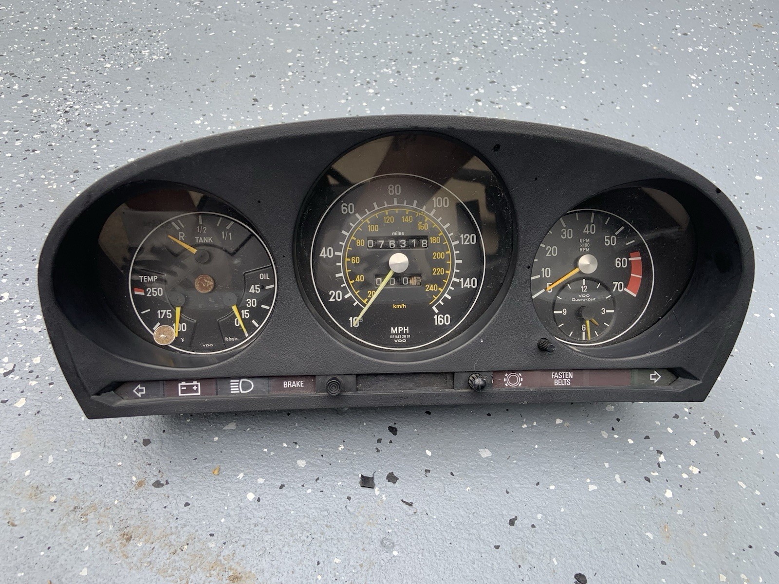 1973-1980 MERCEDES 450SL 450SLC INSTRUMENT CLUSTER 76k MILES OEM Speedometer