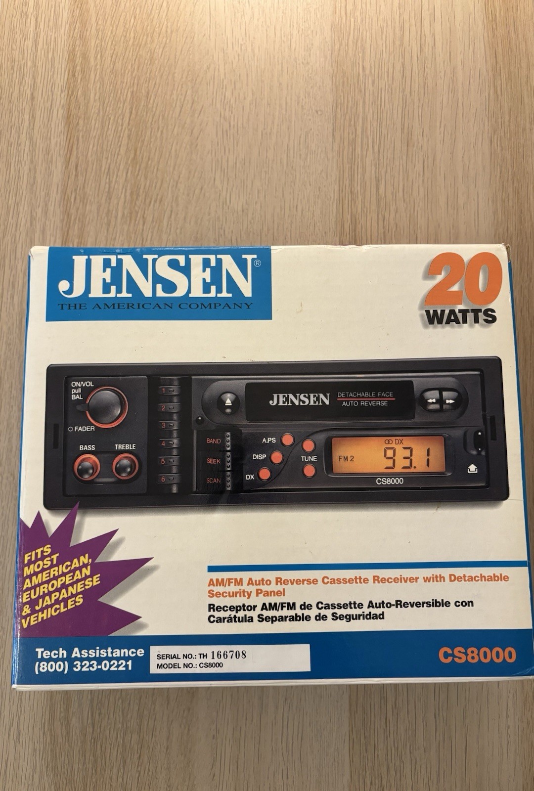 Jensen AM/FM Auto Reverse Cassette Receiver with Detachable Security Panel Jensen AM/FM Auto Reverse Cassette Receiver with Detachable Security Panel