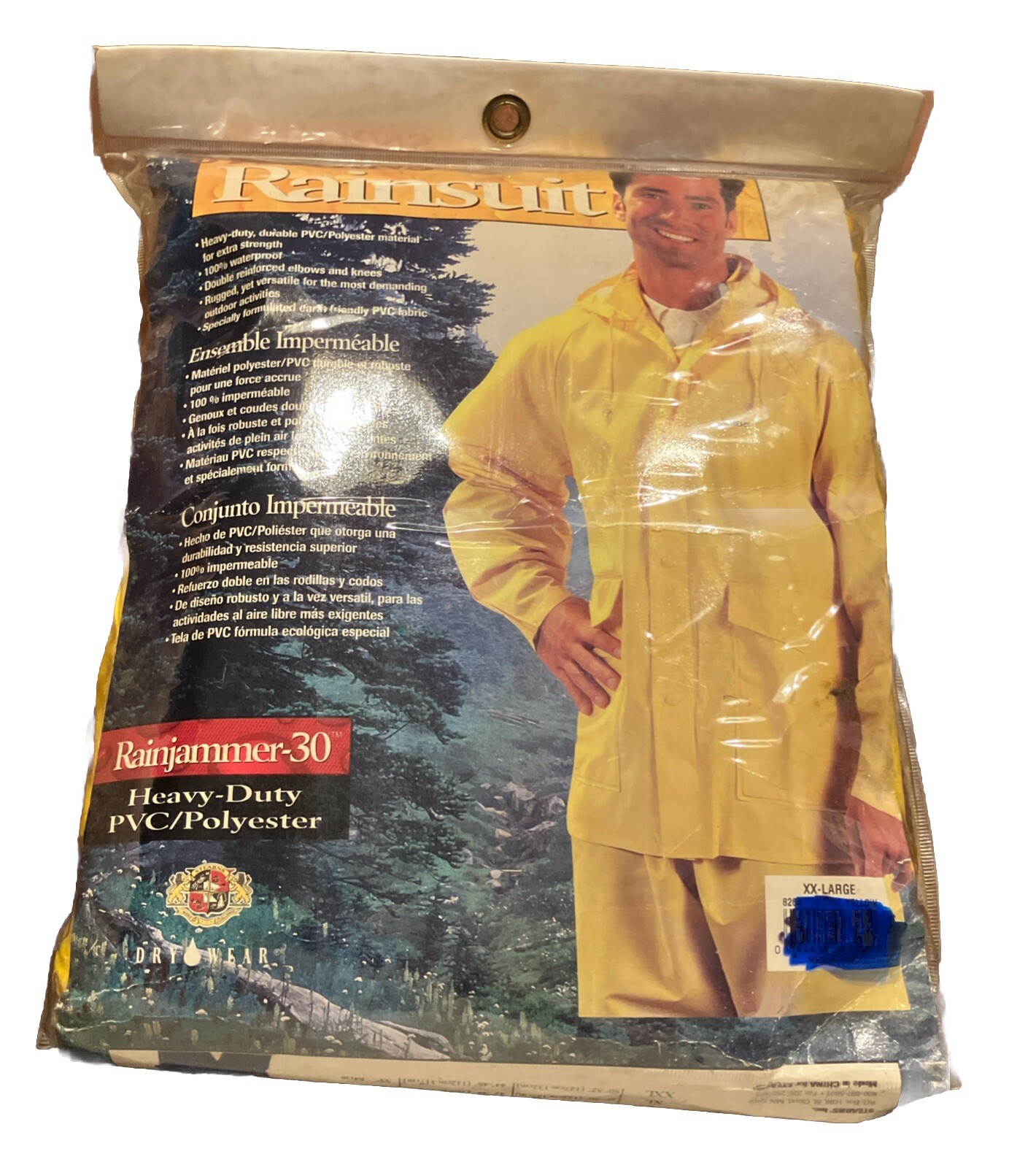 Stearns Rain Suit Size XXL Heavy Duty Two Piece PVC/Polyester Material Yellow