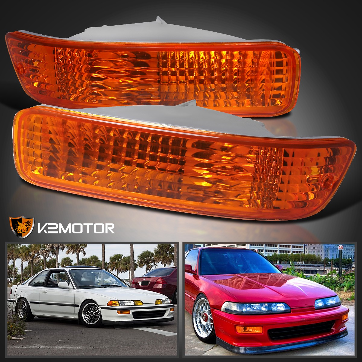 Fits 1992-1993 Acura Integra Amber Bumper Lights Signal Parking Lamps Pair 92-93 Fits 1992-1993 Acura Integra Amber Bumper Lights Signal Parking Lamps Pair 92-93