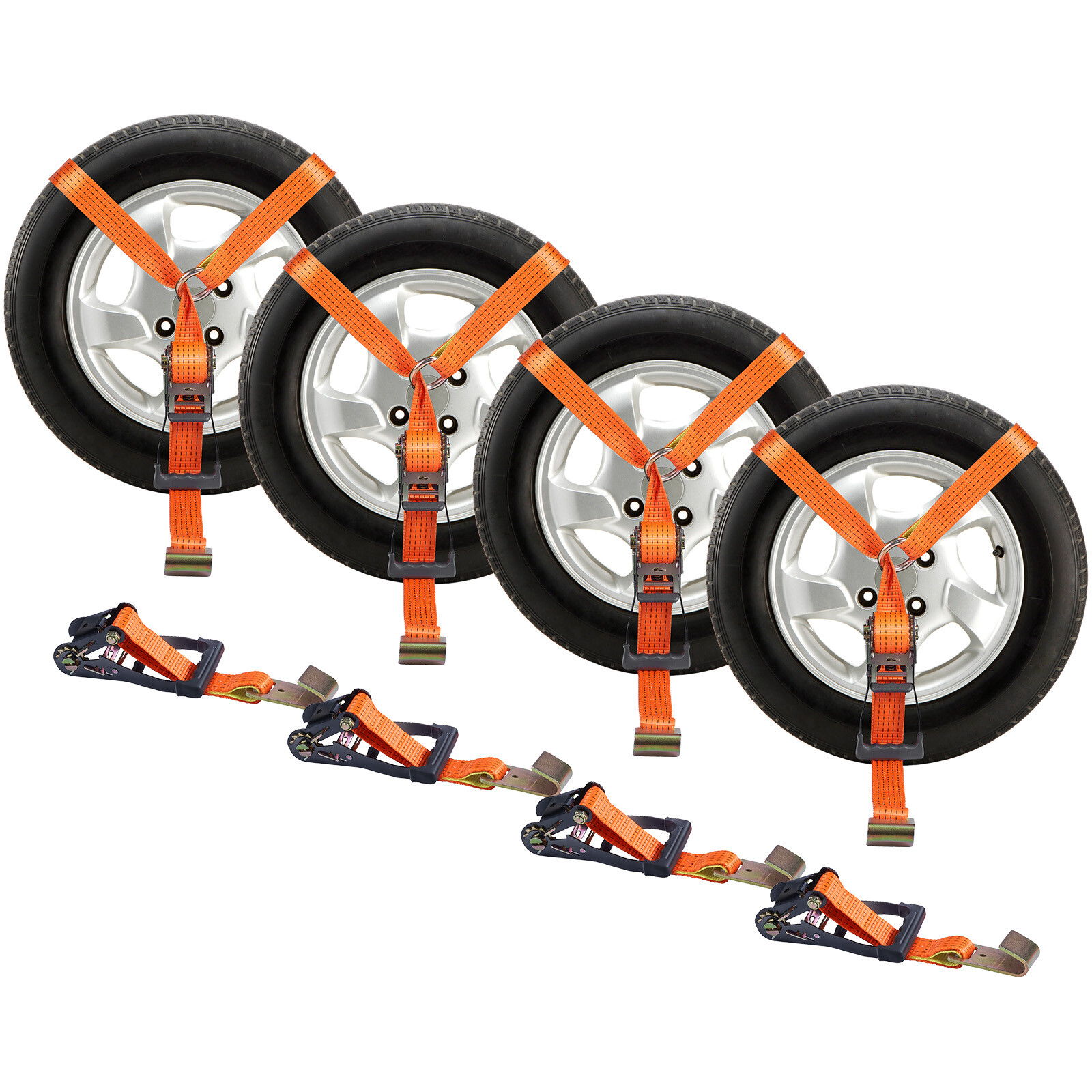 VEVOR Car Tie Down Straps with Flat Hook Tire Strap for Car Trailer Hauler 4 PCS