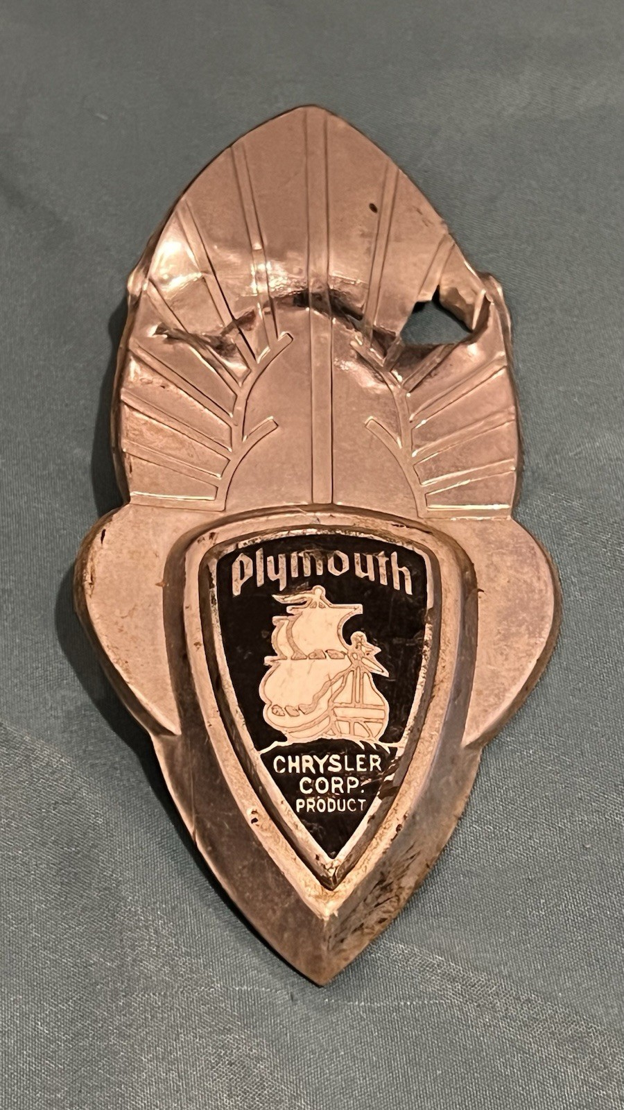 Vintage 1936 1937 Plymouth Trunk Grille Emblem Badge Chrysler Corp OEM Mayflower