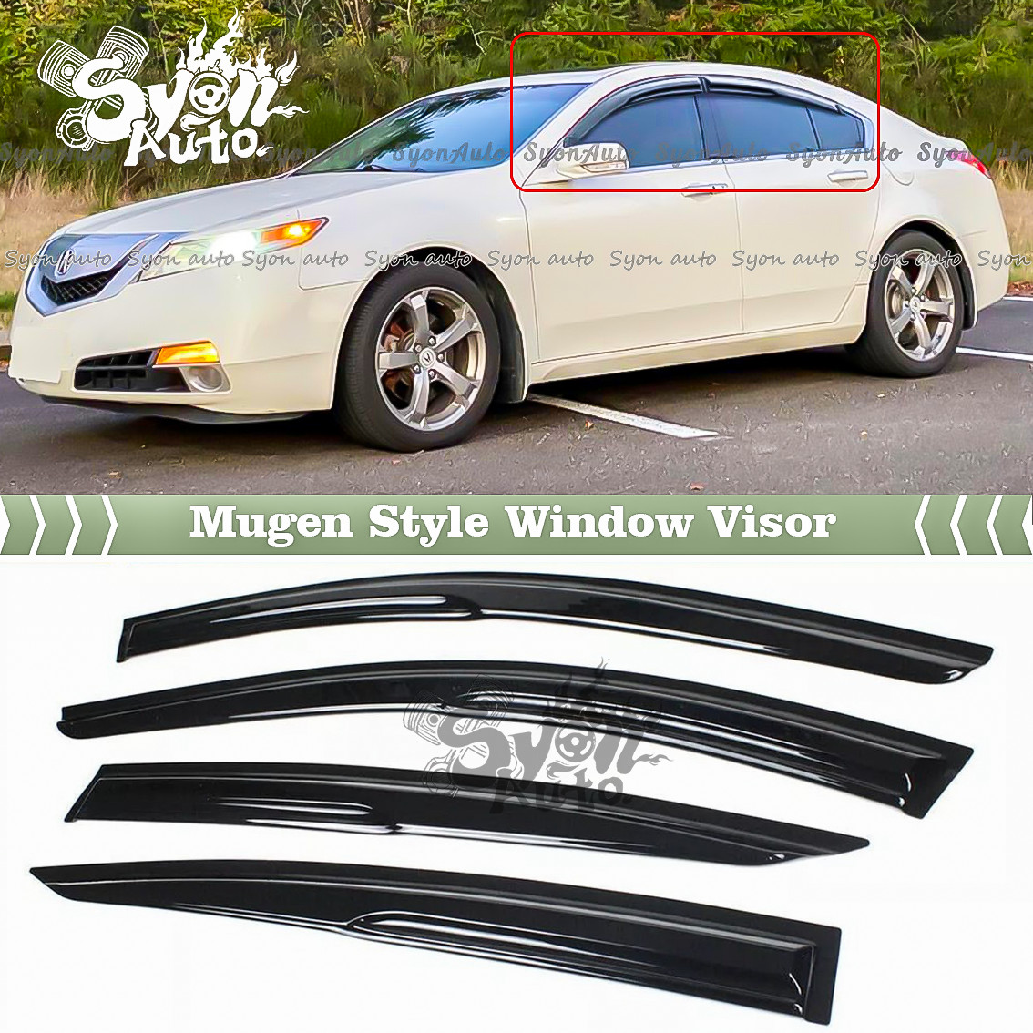 FITS 09-2014 ACURA TL 3D WAVY JDM MUGEN STYLE WINDOW VISOR RAIN GUARD DEFLECTOR